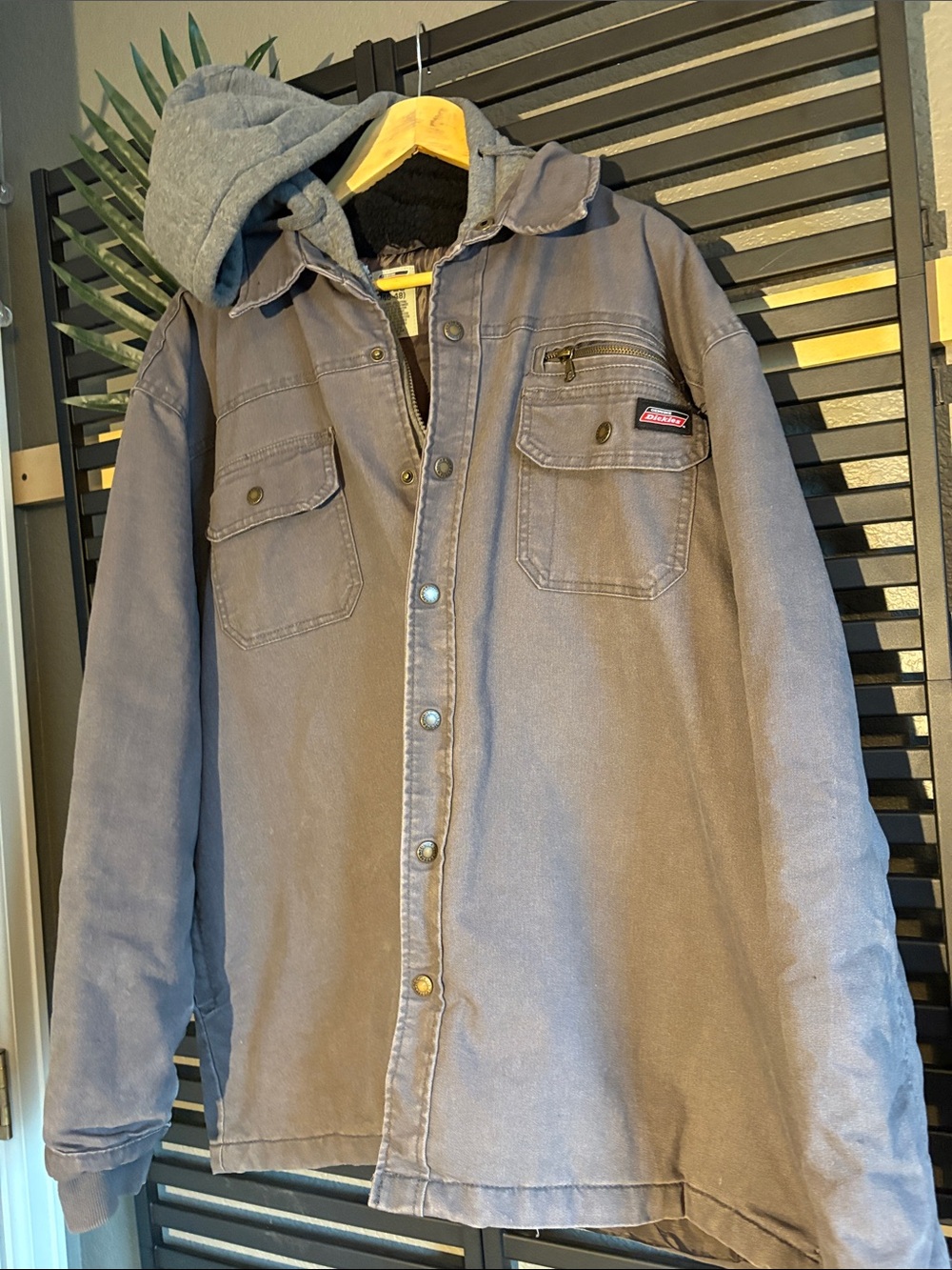 Dickies Gray Hooded Work Coat with Chest Pockets